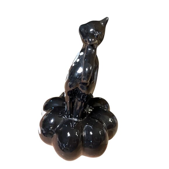 Ceramic Black Cat On Pumpkin Halloween Decor Figurine With White Ghost & "Boo" D - Picture 7 of 15